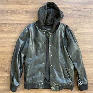 Obey Faux Leather Jacket Black